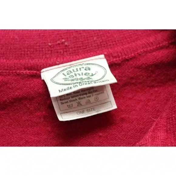 Laura Ashley Collared Henley Sweater Blouse Size XL 100% Lambswool Preppy - Picture 7 of 11